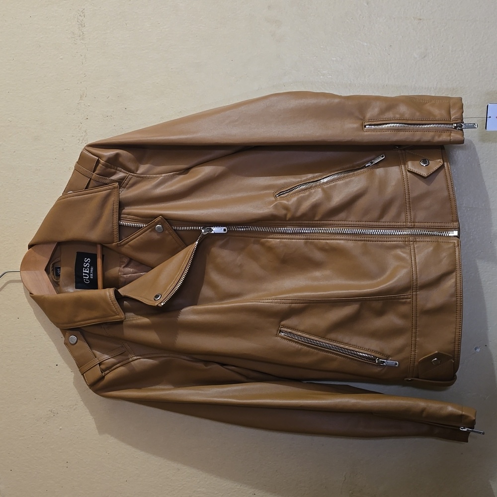 Guess, large, honey, leather jacket